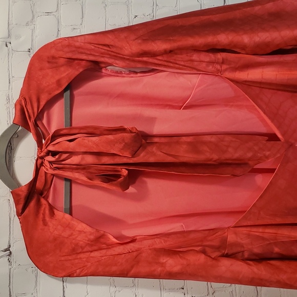 ASOS luxe curve pink open back bell sleeve mini dress - Picture 7 of 9